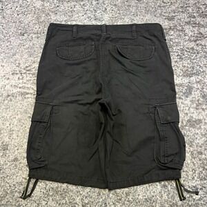 Gray Earth Cargo Shorts Mens 34 Black Baggy Utility Skater Outdoor Y2K
